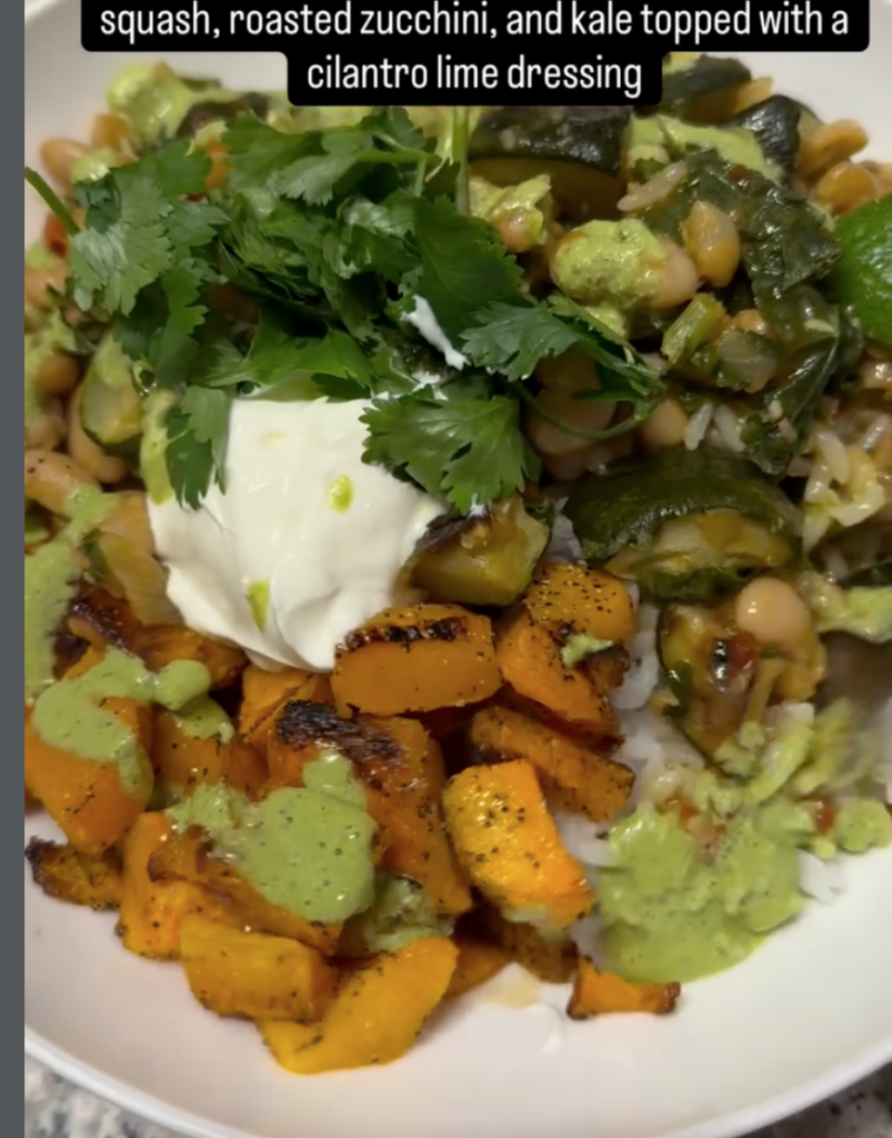 Vegan Bean Bowl with Roasted Butternut Squash, Kale, and Zucchini